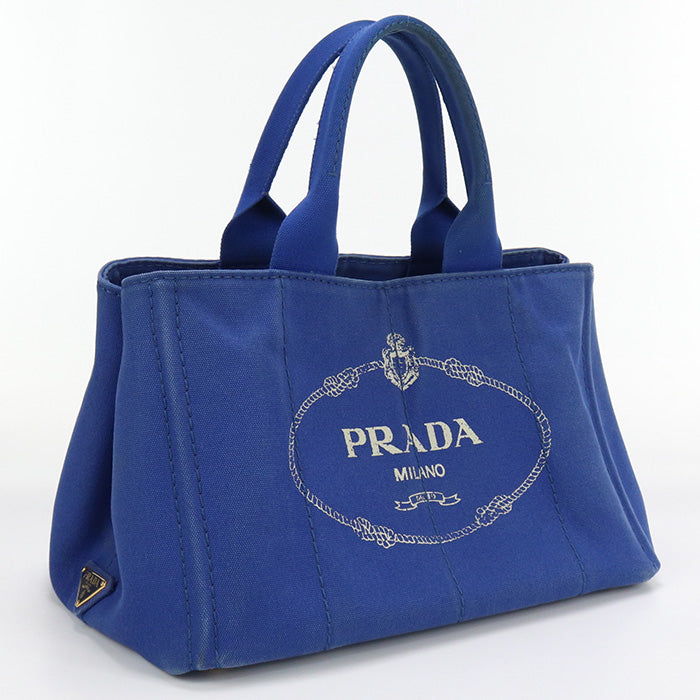 PRADA ZKI Tote Bag Canapa canvas blue Women