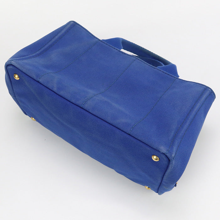 PRADA ZKI Tote Bag Canapa canvas blue Women