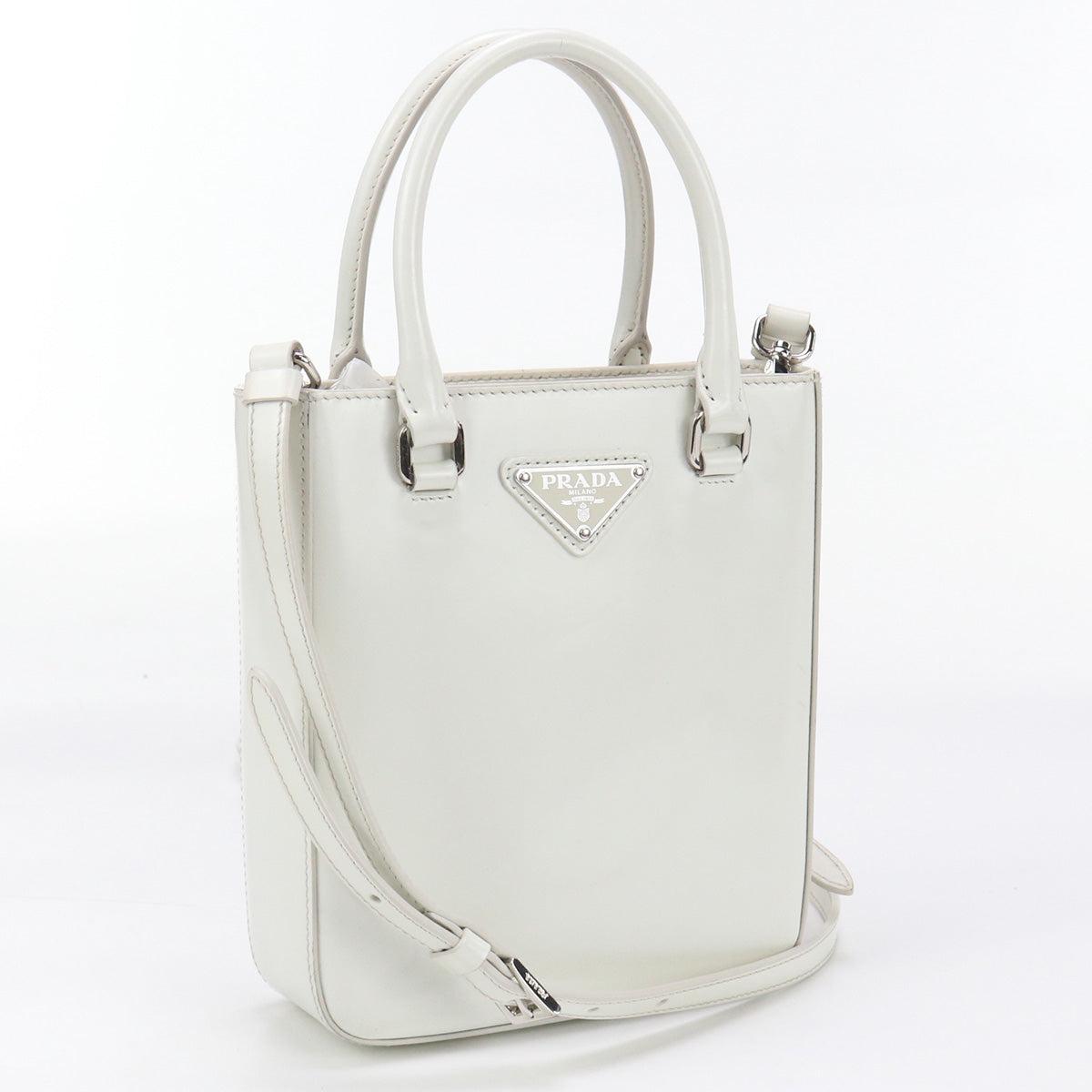 PRADA handbag Handbag Shoulder bag Patent leather White Women