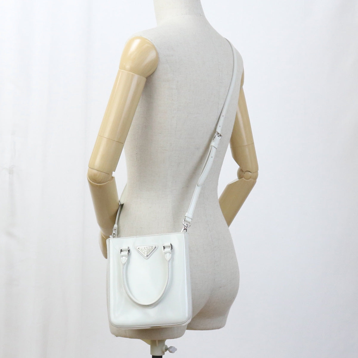 PRADA handbag Handbag Shoulder bag Patent leather White Women