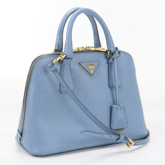 PRADA handbag Safiano leather Hand Shoulder bag leather blue Women