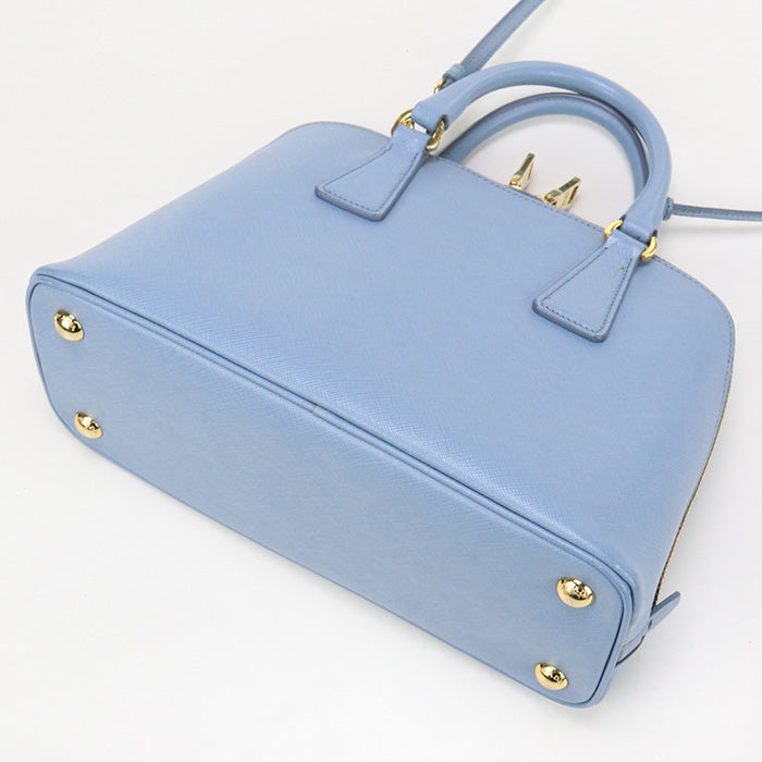 PRADA handbag Safiano leather Hand Shoulder bag leather blue Women
