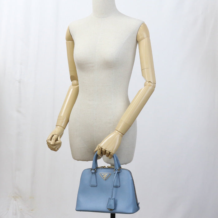 PRADA handbag Safiano leather Hand Shoulder bag leather blue Women