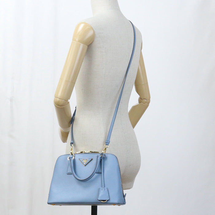 PRADA handbag Safiano leather Hand Shoulder bag leather blue Women