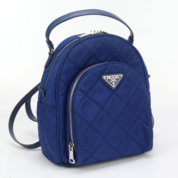 PRADA Backpack mini daypack Nylon, leather blue Women