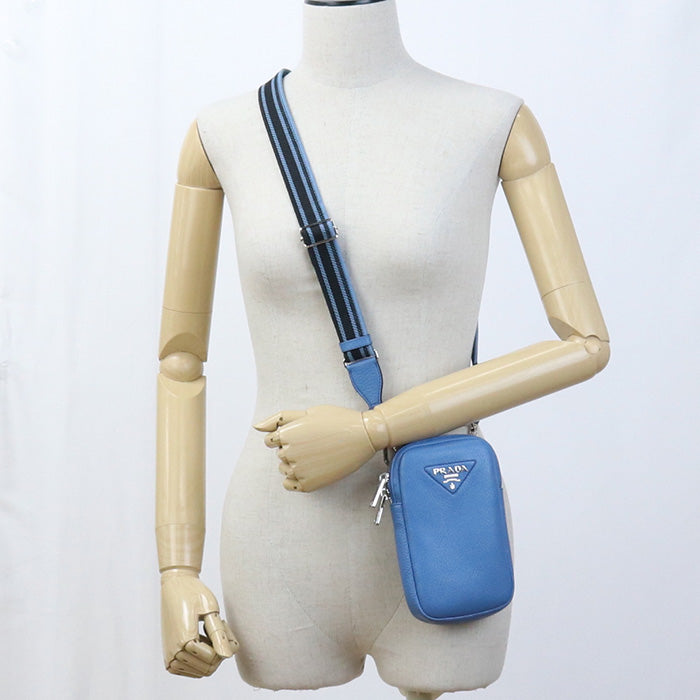 PRADA Shoulder Bag Diagonal leather Blue Women