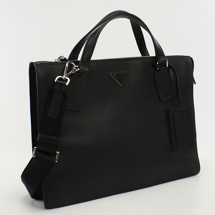PRADA 2WAYTote Bag/hand bag leather Black mens