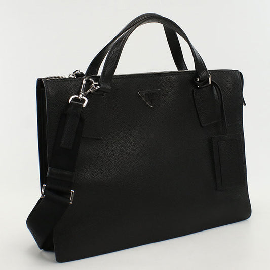 PRADA 2WAYTote Bag/hand bag leather Black mens