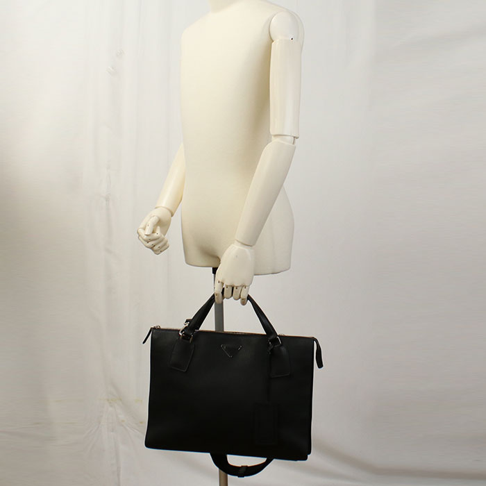 PRADA 2WAYTote Bag/hand bag leather Black mens