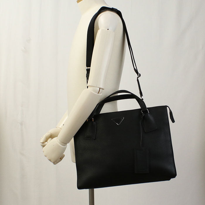 PRADA 2WAYTote Bag/hand bag leather Black mens