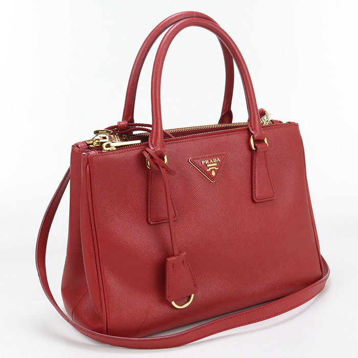 PRADA Medium bag Galleria Tote Bag shoulder bag leather red Women