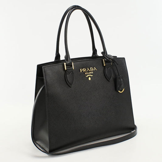 PRADA handbag shoulder bag Saffiano leather Black Women