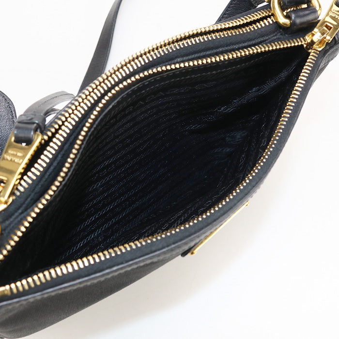PRADA Shoulder Bag Diagonal Shoulder Bag canvas/leather black Women