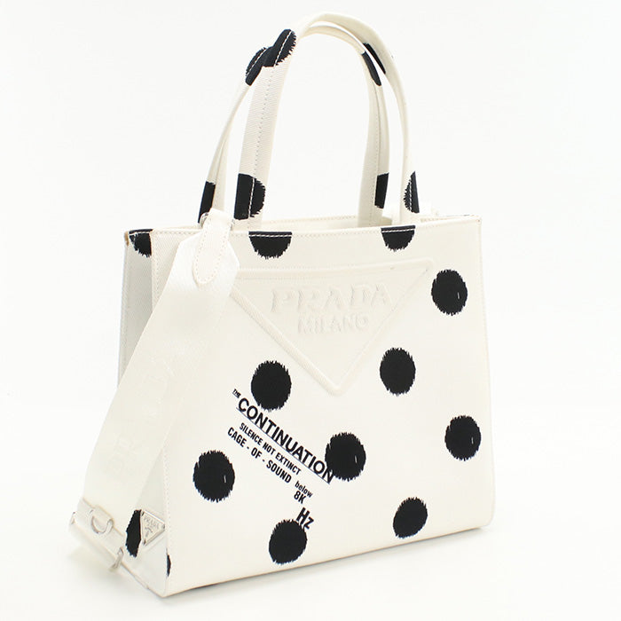 PRADA Tote Bag shoulder bag canvas white Women