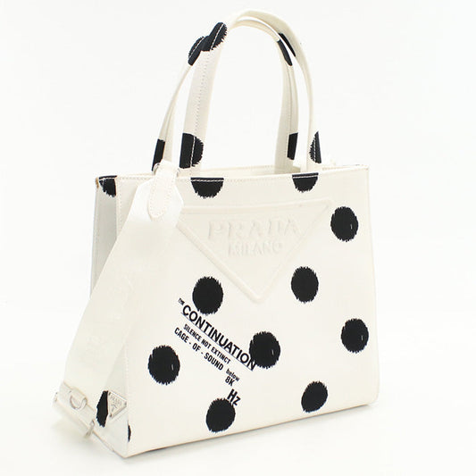 PRADA Tote Bag shoulder bag canvas white Women