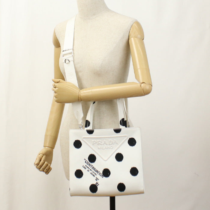 PRADA Tote Bag shoulder bag canvas white Women