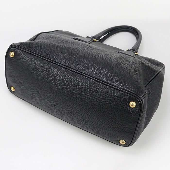 PRADA Tote Bag W zip handbag leather black Women