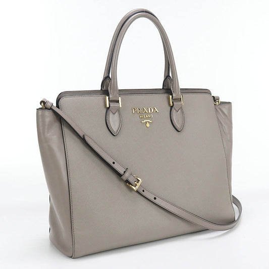 PRADA Tote Bag leather gray Women