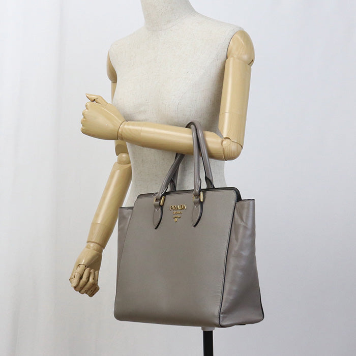 PRADA Tote Bag leather gray Women