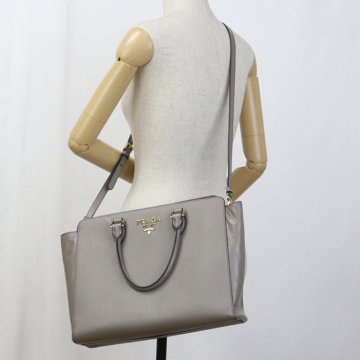 PRADA Tote Bag leather gray Women