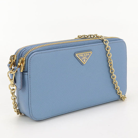 PRADA QHH Shoulder Bag Safiano ChainShoulder Bag leather blue Women