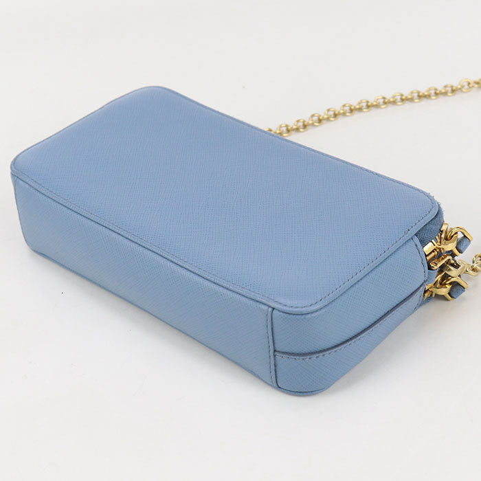 PRADA QHH Shoulder Bag Safiano ChainShoulder Bag leather blue Women