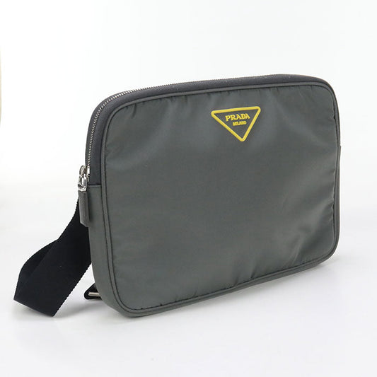 PRADA Shoulder Bag Triangular logo 2way clutch bag Nylon gray mens
