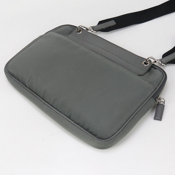 PRADA Shoulder Bag Triangular logo 2way clutch bag Nylon gray mens