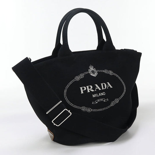 PRADA Canapa Tote Bag canvas black Women