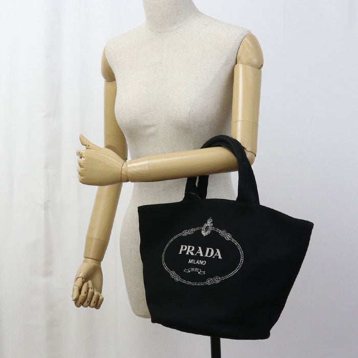 PRADA Canapa Tote Bag canvas black Women