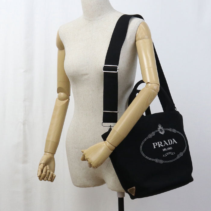 PRADA Canapa Tote Bag canvas black Women