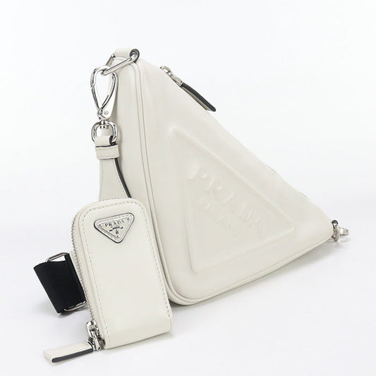 PRADA Shoulder Bag Embossed logo leather white mens(unisex)