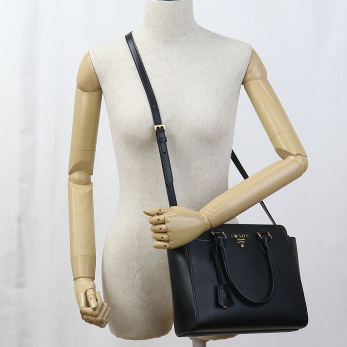 PRADA Handbag Safiano 2WAYTote bag leather black Women