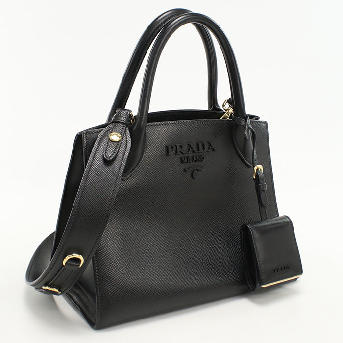 PRADA Tote Bag monochrome 2WAYTote Bag Safiano leather black Women