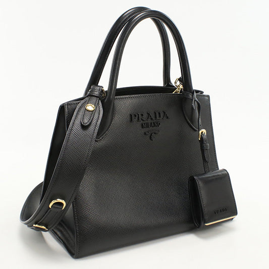 PRADA Tote Bag monochrome 2WAYTote Bag Safiano leather black Women