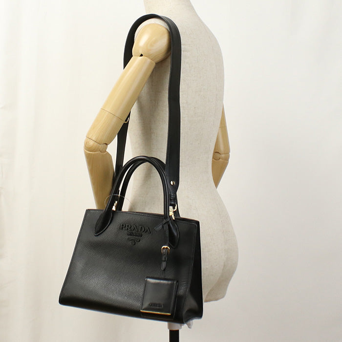 PRADA Tote Bag monochrome 2WAYTote Bag Safiano leather black Women