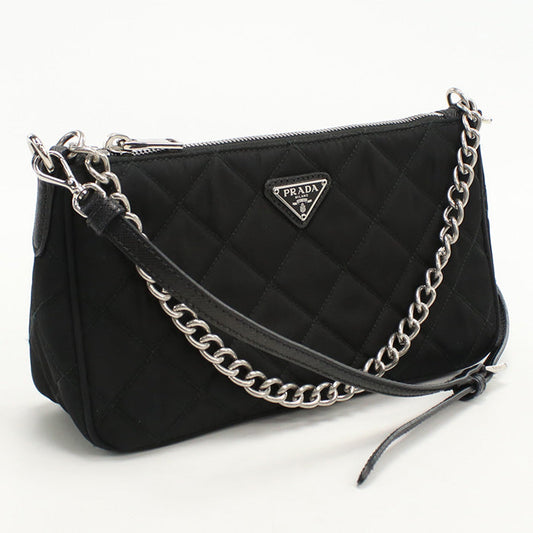 PRADA Shoulder Bag Quilting Chain 2WAYShoulder Bag Nylon black Women