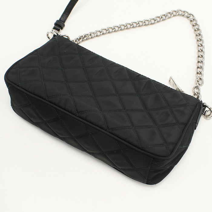 PRADA Shoulder Bag Quilting Chain 2WAYShoulder Bag Nylon black Women