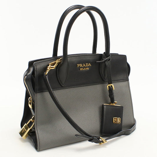 PRADA Handbag Esplanade Bicolor 2WAYTote Bag Safiano leather gray Women