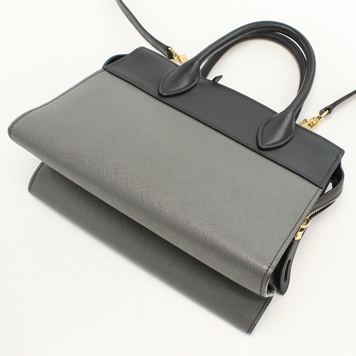 PRADA Handbag Esplanade Bicolor 2WAYTote Bag Safiano leather gray Women