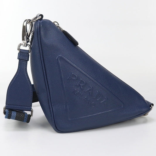 PRADA Shoulder Bag Triangle Shoulder Diagonal shoulder bag leather blue mens