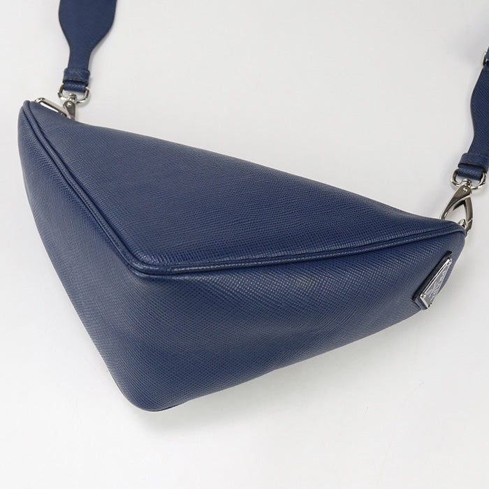 PRADA Shoulder Bag Triangle Shoulder Diagonal shoulder bag leather blue mens