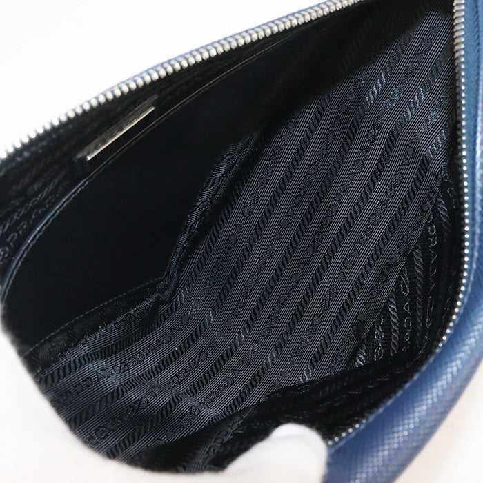PRADA Shoulder Bag Triangle Shoulder Diagonal shoulder bag leather blue mens