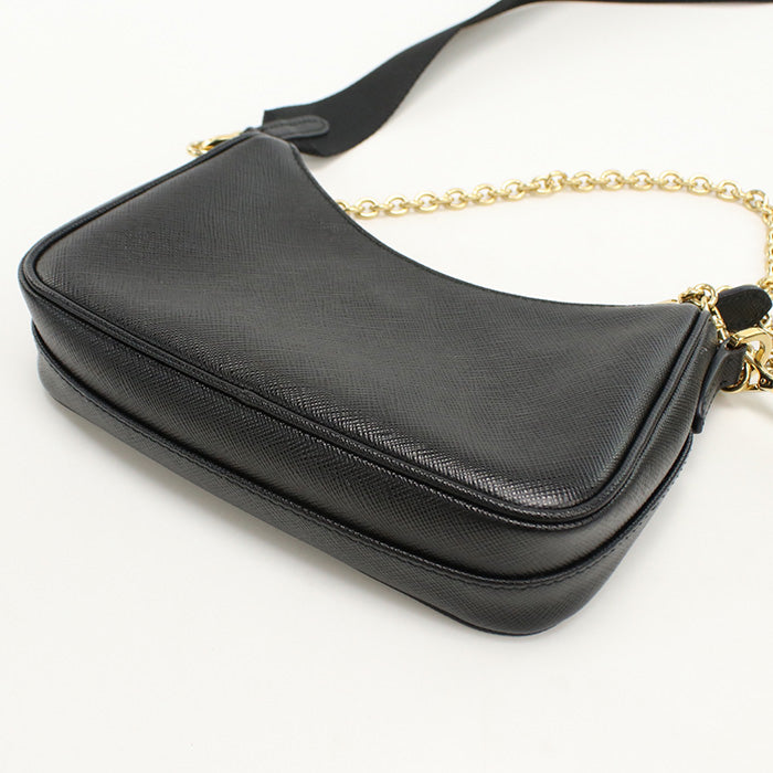 PRADA Shoulder Bag Safiano ChainShoulder Bag leather black Women