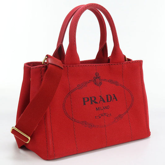 PRADA Canapa Tote Bag Cotton red Women