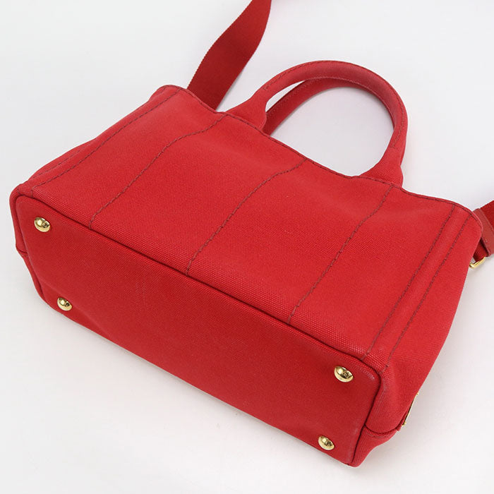 PRADA Canapa Tote Bag Cotton red Women