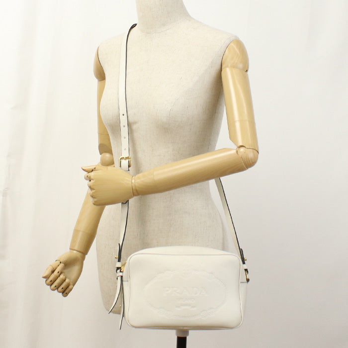 PRADA Shoulder Bag Grey Scarf Shoulder Bag leather white Women