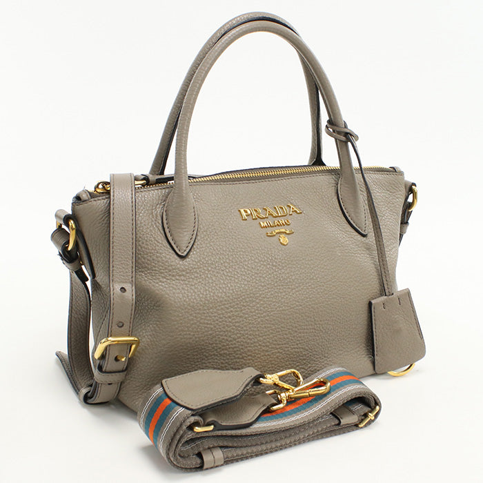 PRADA Handbag Viterodino handbag leather gray Women