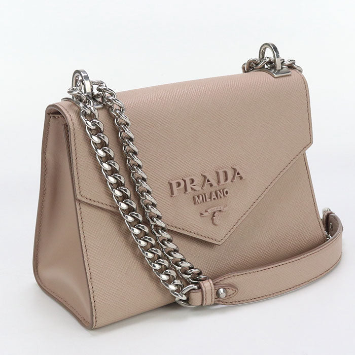 PRADA Chain Safiano leather Shoulder Bag leather pink Women