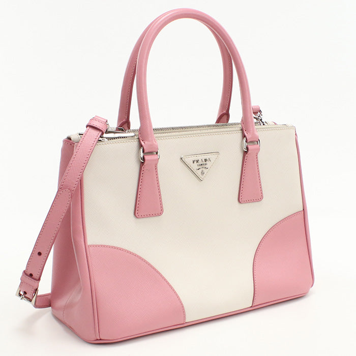 PRADA Tote Bag Galleria Small 2WAYTote Bag Safiano leather Two-tone (ivory) Women